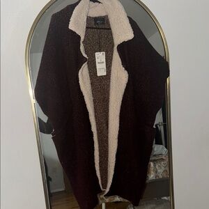 Cozy Burgundy Open-Front Sweater